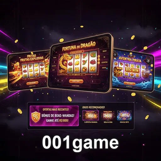 Imagem promocional do site 001game mostrando jogos e novidades na página inicial.